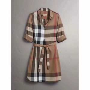 Burberry women classic check patter long sleeve dress